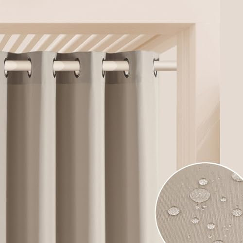 ROOM99 Rideau d'Extérieur avec œillets Garden Line 155 x 200 cm Largeur x Hauteur Impermeable pour Jardin pergola terrasse Curtain Beige, 1 pièce