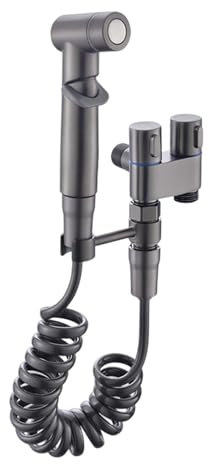 Toilettenarmatur Sprühgerät, 1 in 2 Out Dual Control Ventil 1 in 2 Out Waschmaschine Toilette Wasserhahn für Bidet Badezimmer grau