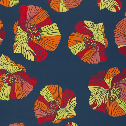 Viskose Webware | POPPIES by Bienvenido Colorido | 2 Farben | Ökotex | Meterware (jeansblau)