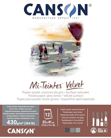 MI-TEINTES VELVET 32X41 430G Grautöne, Block 12 Seiten