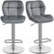 Yaheetech Barstools Set of 2, Velvet Adjustable Counter Stools, Modern Breakfast Bar Stools, Swivel Barstools with Backrest for Home Kitchen, Bar, Restaurant, Dark Grey