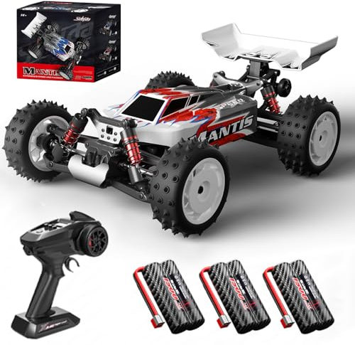 X-Verse Ferngesteuertes Auto, 1:16 Bürstenloser Motor 60KM/H 4 WD Schnelles Rennauto, 2.4 GHz Offroad RC Car, Geschenk für Kinder Erwachsene, 3 Batterien(Rot)