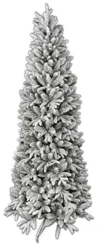 Albero di Natale Slim Pino del Gargano, Albero Premium Artificiale Folto Effetto Realistico (Innevato, 240 Cm)