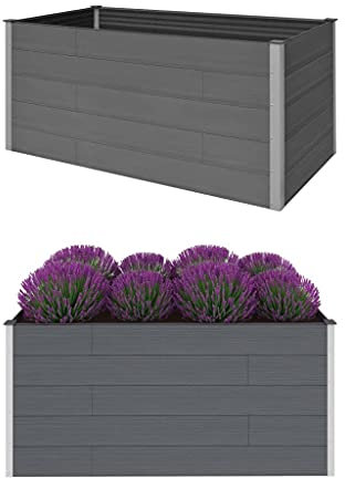 NQJIBUE Lawn & Garden Garden Hochbeet Grau 200x100x91cm WPC Gardening