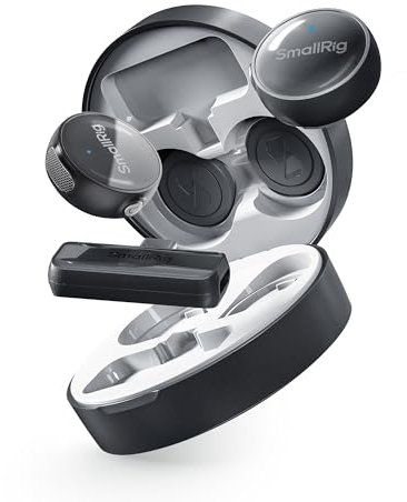 SMALLRIG S60 Kabellos Lavalier Mikrofon mit USB C für iPhone, Android, Mini-Mikrofon mit 44H Akkulaufzeit für Videoaufzeichnung, Vlog, Podcast, Live-Übertragung, Schwarz - 4934