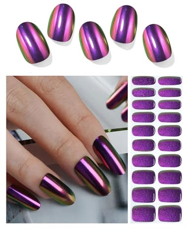 Wahrshei Nagelfolien | Chrome Purple UV Gel Nagelfolie | Nagelfolie Selbstklebend | Gel Nail Stickers, Gellack Wraps für Nagel