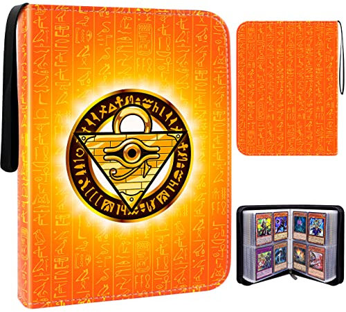 Sammelalbum für Karten, Sammelkarten Album 50 Seiten 400 Karten Kapazität, Trainer Sammelkartenalben, Sammelalbum Hefte für karten mit Reißverschluss, Karten Ordner Buch (Gold)