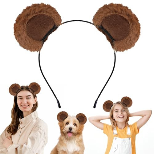 Tyqour Bärenohren Haarreif Haarreifen Bär Ohren Stirnband Cartoon Haarband Niedliche Party Kopfbedeckung Bequeme Haarreifen Zubehör für Erwachsene Dekoration Cosplay Party (Kaffee Farbe)