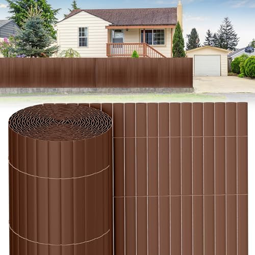 Peviasot Tapis brise-vue en PVC 140 x 400 cm + 140 x 500 cm, coupe-vent, protection contre le vent, design triple renforcé pour jardin, balcon, terrasse, avec bandes de serrage, marron