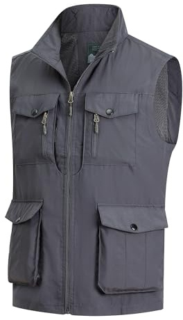 MeiLayM Mens Outdoor Casual Gilets Quick Dry Fishing Gilet Multi Pocket Cargo Utility Gilet Sleeveless Jacket Breathable Photography Top