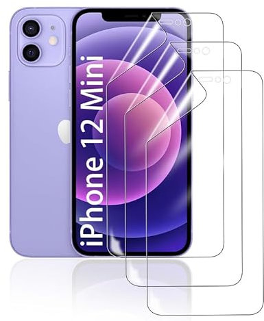 HonJenSeoa Protector de pantalla de película de hidrogel para iPhone 12 Mini, 3 Piezas película protectora de TPU suave transparente HD Curva 3D de Cobertura Completa Sin Burbujas