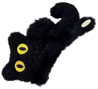 Cat Hair Clips, Cute Plush Cat Claw Clasp, Cartoon Furry Non-Slip Claws, Fun and Adorable Hair Accessories for Kids, Women, Teens, and Girls (11cm, Black, Cream)