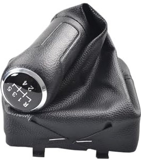 XKOEHXJ Schalthebelknopf Für VW Für Polo 9N 9N2 2002-2009 PU Leder 5 Gang Auto Schaltknauf Mit Gaitor Boot Gear Stick Schaltknauf(Black Leather)