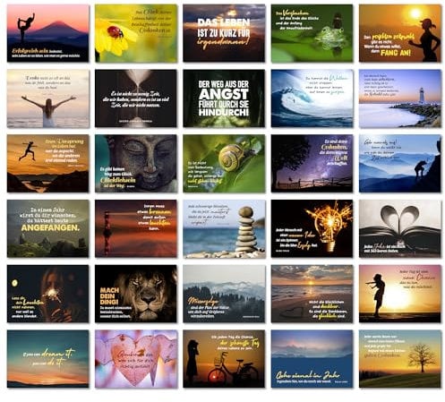 ARTFAVES® Postkarten Set - Motivation - 30 verschiedene Postkarten, Sprüche, Zitate und Weisheiten zu Philosophie, Achtsamkeit, Glücklichsein, Leben, DIN A6