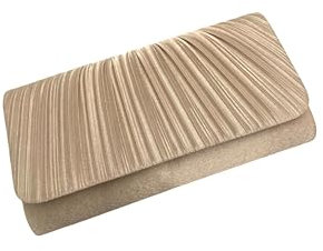Leslii Clutch Handtasche Damen-Tasche Festlich Hochzeit Abschlussball Tasche (Elegant Beige)