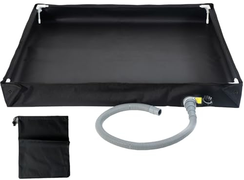 UROUK Tragbare Duschwanne, Faltbarer Außenduschboden mit Abfluss und Aufbewahrungstasche, Wohnmobil-Duschwanne, Camping-Duschbasis für draußen, drinnen (104 x 104 x 13 cm)
