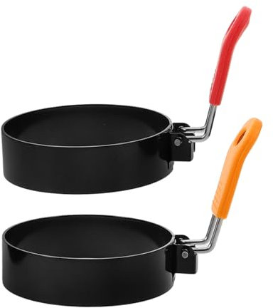 GLEAVI 2 Stück Antihaft Eierringe Pfannkuchenformen für Braten Omelettringe Einfach zu Reinigen Sicher für Grillplatte und Eierkochen