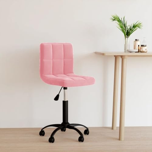 Teenpull Chaise de bureau pivotante en velours rose, hauteur réglable avec roulettes, pour la maison, le bureau, les jeux, le bureau