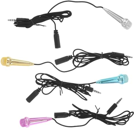 CONGARTENO 4pcs Mini Wired Microphone for Phone Portable Tiny Mic with Plug and Play Stable Connection for Singing Live Streaming Vlogging Podcasting and Video Recording Smartphones and
