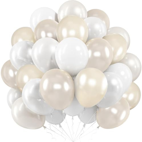 Luftballons Geburtstag Perlen Weißer, 60 Stück Helium Ballons Perlweiss