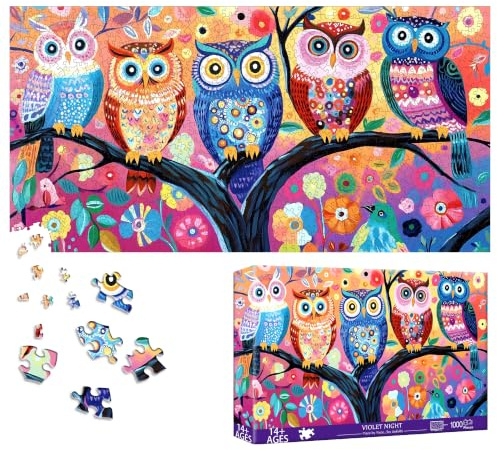 Bimkole Eule Puzzle 1000 Teile, Tiere Puzzle 1000 Teile Erwachsene für Erwachsene und Kinder ab 14 Jahren – Unterhaltsames Und Anspruchsvolles Familienpuzzle, Tolle Geschenkidee