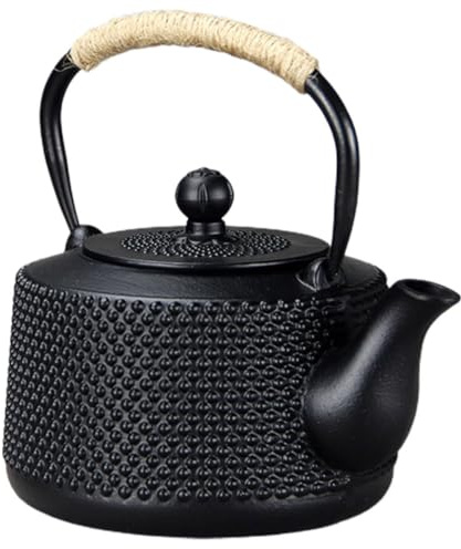 POPETPOP Théière en Fonte 900 Ml Infuseur Intégré, Petite Bouilloire de Bureau en Fer à Repasser, Décor Pratique pour Maison et Salon de Thé, Poignée Isolante Sécurisée, Accessoire de Thé