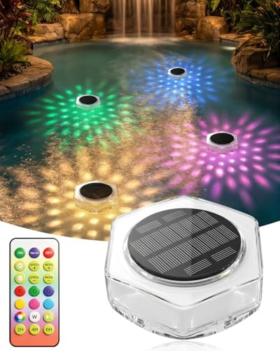 AdalyRoma Solar Poolbeleuchtung, RGB, Timer, 3 Modi, schwimmend