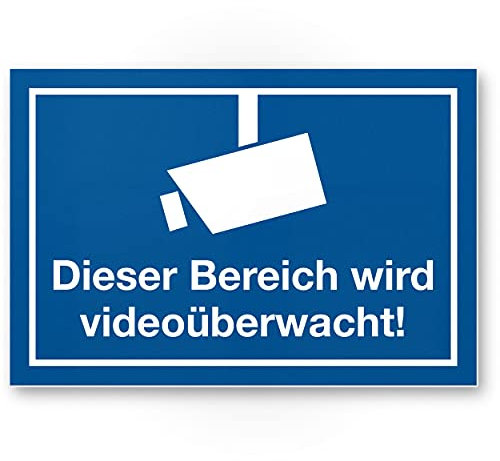 Komma Security Bereich wird videoüberwacht Schild Hinweisschild Innen Außen Warnhinweis Videoüberwachung Einbruchschutz Hinweis Prävention von Einbrüchen - Abschreckung