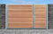 Einfahrtstor Qas Tor Holztor Gartentor Hoftor Verzinkt mit Pfosten & Holzfüllung 2-flügelig 300cm x 160cm