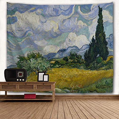 Wandteppich, Weizenfeld-Zypressen, Wandbehang, Heimdekoration für Wohnzimmer, Schlafzimmer, Schlafsaal, 228,6 x 152,4 cm