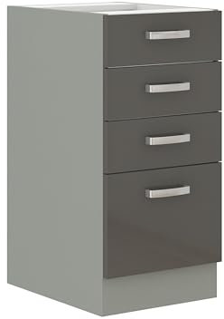 Küchen Unterschrank 40 Hochglanz Grau Küchenzeile Küchenblock Küche Grey Bianca