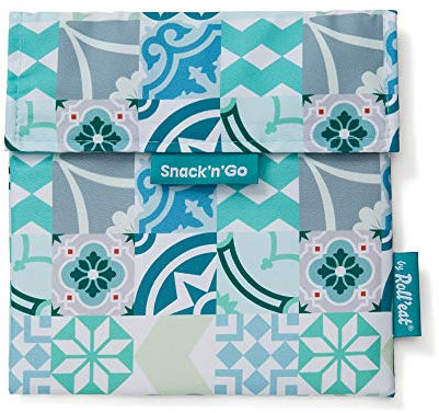 Roll'eat ®- Snack'n'Go Patchwork | Wiederverwendbarer und Ökologischer Snackhalter ohne BPA, Grün