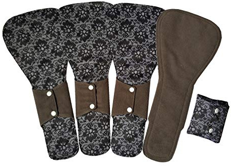 MUMBABY Lot de 5 serviettes hygiéniques réutilisables en charbon de bambou 40,6 cm