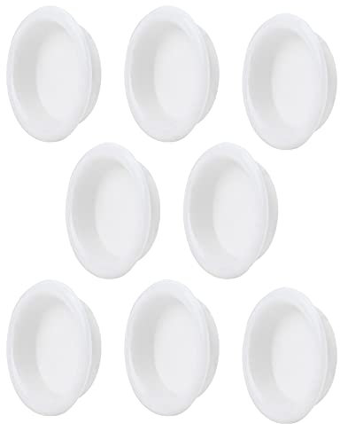 MOROBOR Lot de 8 poignées de porte de placard, poignées de porte coulissantes rondes en plastique, poignées de placard de cuisine encastrées, poignée de porte invisible, blanc vif