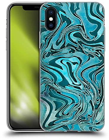 Head Case Designs Officially Licensed LebensArt Turquoise Geo Liquid Marble Soft Gel Case Compatible With Apple iPhone X/iPhone XS