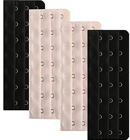Cxapnstou Corset Bra Extender Hook 3/4 Inch Spacing, 4pcs:7hook/Light Beige&black, 7 Hooks