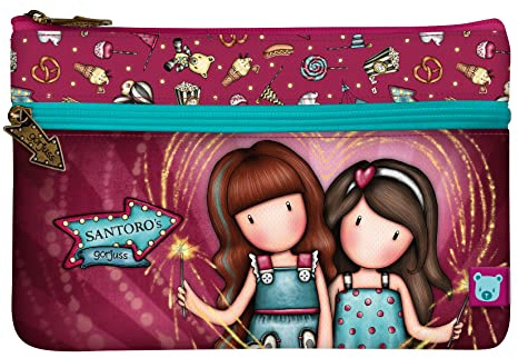 SANTORO Gorjuss Fairground Flachtasche mit Tasche 'Feuerwerk', 23 x 15,5 x 1,5 cm, Polyester, 2 Fächer, Mehrfarbig, Estándar, Casual