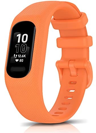 ToVioc Uhren-Armband Silikon Kompatibel mit Garmin Vivosmart 5 | Soft Silikon Atmungsaktiv Hautfreundlich Ersatzarmband für Garmin Vivosmart 5 - Orange