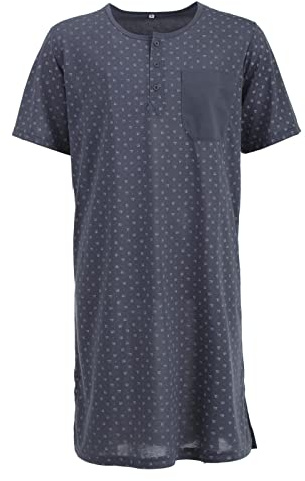 Lucky Herren Nachthemd Kurzarm Druck mit Brusttasche Schlafshirt