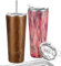 Vakuumisolierter Edelstahlbecher – THILY 780 ml dreifach isolierter Reisebecher mit spritzwassergeschütztem Deckel, für Eiskaffee und heiße Getränke, 2er-Pack, Holzmaserung + Aquarellblume