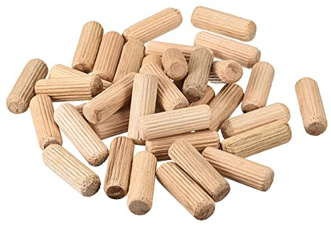 sourcing map 100 pasadores de madera de 10 x 30 mm (3/8 x 1-1/4 pulgadas), extremos biselados acanalados, clavijas de madera secadas al horno para muebles de carpintería