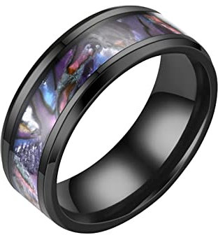 Tonsee Accessoire Reifrock 2 Ringe 190 Edelstahl-Angst-Ring für Frauen Männer Größe 6 13 Breite 8 mm 6 Farbe Exquisiter Ring schwarz sandgestrahlt Ringen Shirt (Multicolor, 7)