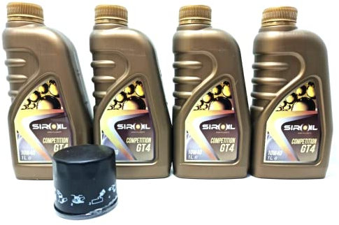 KIT TAGLIANDO 4 LITRI OLIO MOTORE SIROIL 10W40 GT4 COMPETITION COMPATIBILE CON YAMAHA YZF R6 600 R1 1000 2006 2007 2008 2009 2010 2011 2012 2013 2014 2015 2016 2017 2018 2019 2020