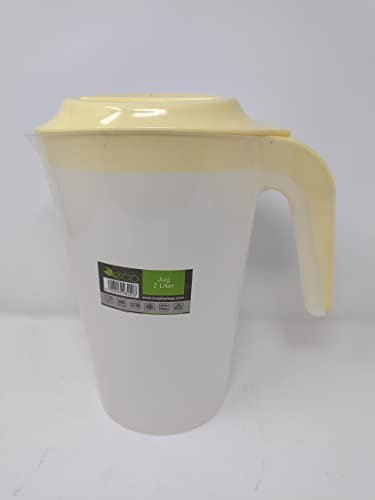 Eco Plastic 2L Jug Pitcher Pastel Colours Party Picnic Strong Reusable (Yellow)