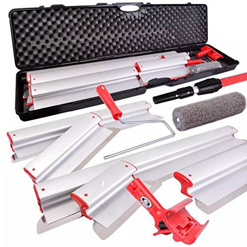 Komplettes Profi-Set, Kofferset, Flächenspachtel, Adapter, Teleskopstiel 90-160 cm, Rollspachtel, Tragekoffer, Glätten, Spachteln CT01