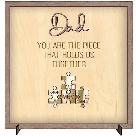 Personalised Puzzle Pieces Name Sign Dad You Are the Piece that Holds Us Together Dad Birthday Gift