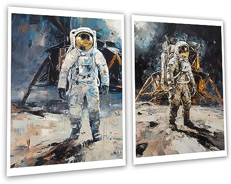 Gnosis Picture Archive Mondlandung Impressionist Kunstdruck 2er-Set Luft- und Raumfahrt NASA Weltraum Exploration Wanddekoration