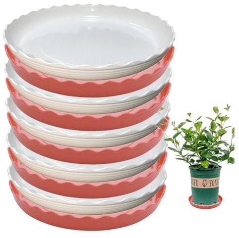 CAASFOOY 10 Pezzi Sottovasi per Piante, Sottovasi Plastica Rotondi Set Sottovaso Riutilizzabile Resistente Vassoio per Interno Esterno Giardini Piante Fiori Orchidee, Diametro Interno 18,5 cm