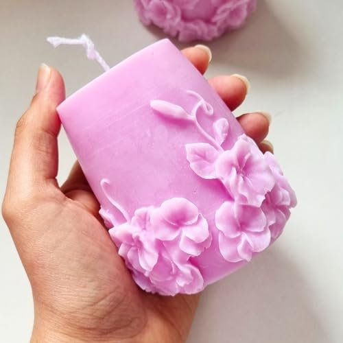 Gleaming Candles, 1pc Flower Candle, Black Orchid Scented Pillar Candle, Soy Wax, Clean Burn, 210gm