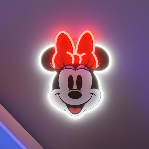 YELLOWPOP Neonschilder, Disney Minnie Mouse gedruckt (Gesicht), Wanddekoration, energieeffiziente LED-Neonlichter für alle Wände, einfach zu installieren, benutzerdefiniertes Neonschild und anpassbare
